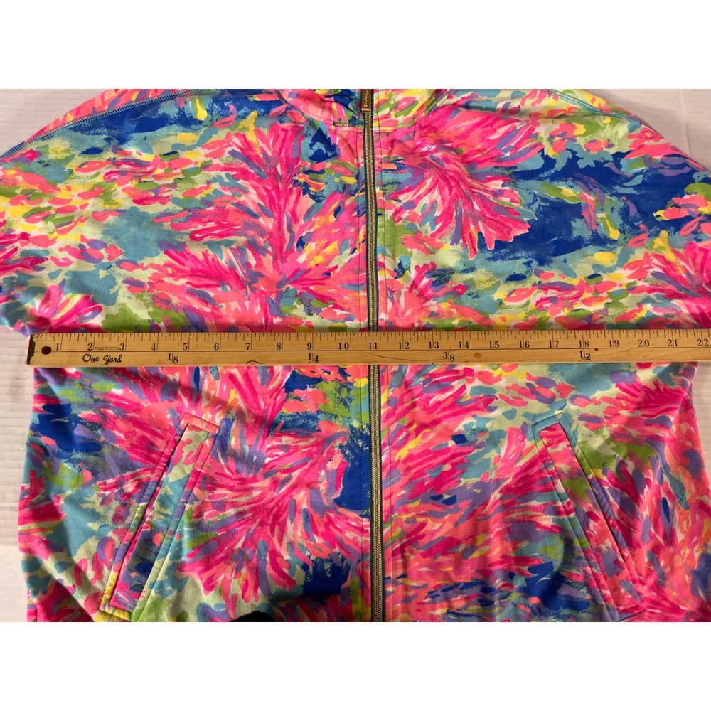 Lilly Pulitzer Full Zip Sweatshirt Womens Small Pink Blue Abstract - Picture 4 of 6